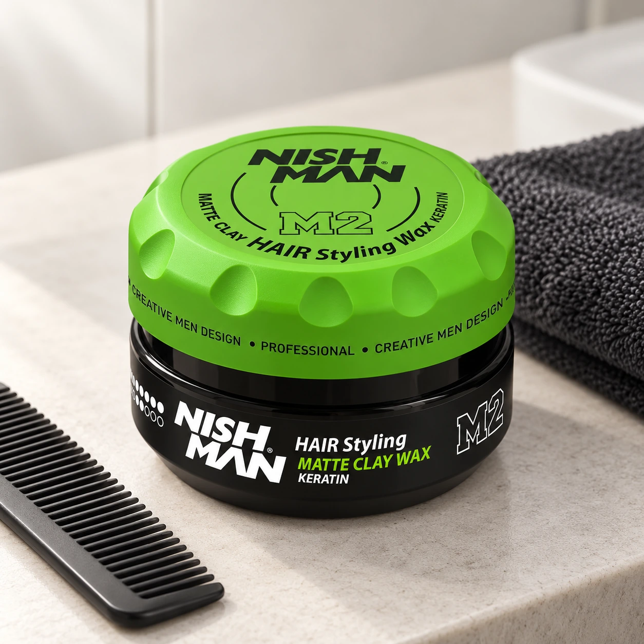 Матова глина для стилізації волосся Hair Matte Clay M2 – сильна фіксація та матовий фініш | кератин для зміцнення аромат зеленого яблука — фото 4