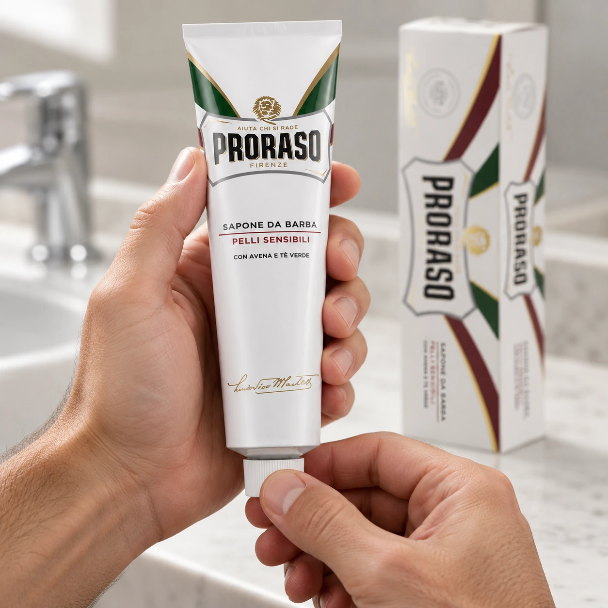 Крем Для Гоління White (New Version) Shaving Cream Tube Sensitive Green Tea — фото 2