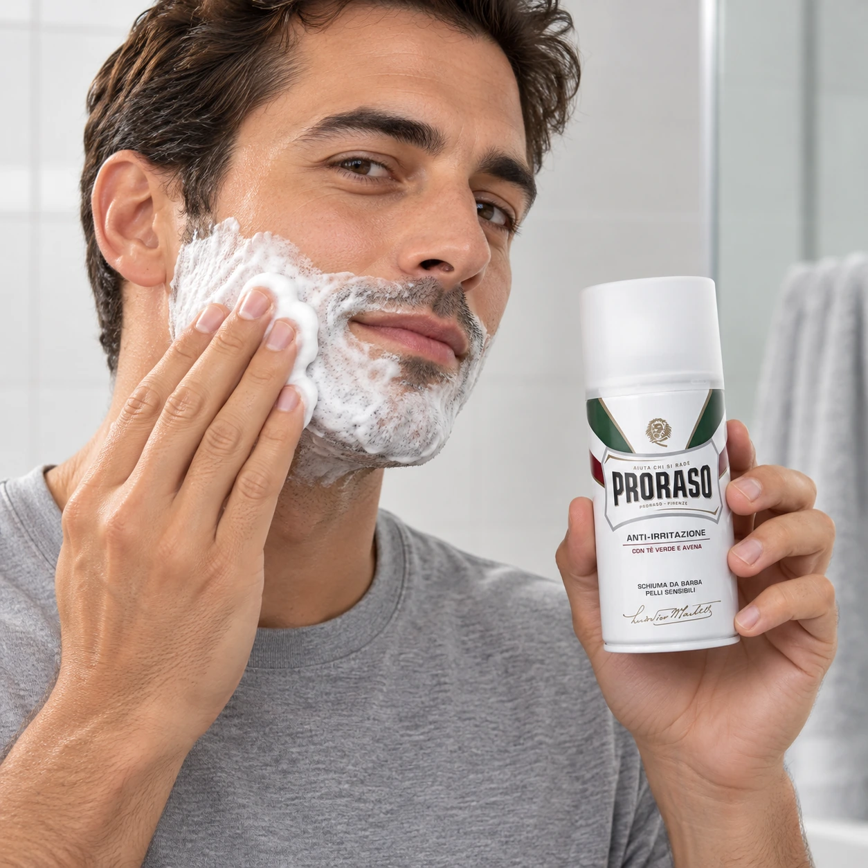 Піна для гоління White (New Version) Shaving foam зелений чай для чутливої шкіри — фото 3